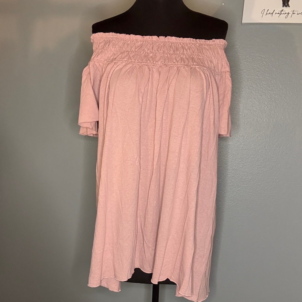 Easel Blush Smocked Neckline Blouse - Picture 5 of 6